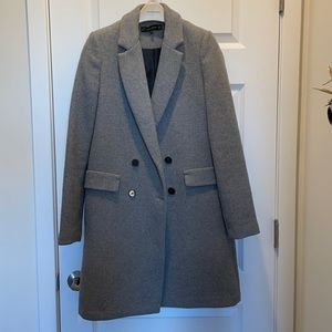 Zara double breasted menswear inspired peacoat
